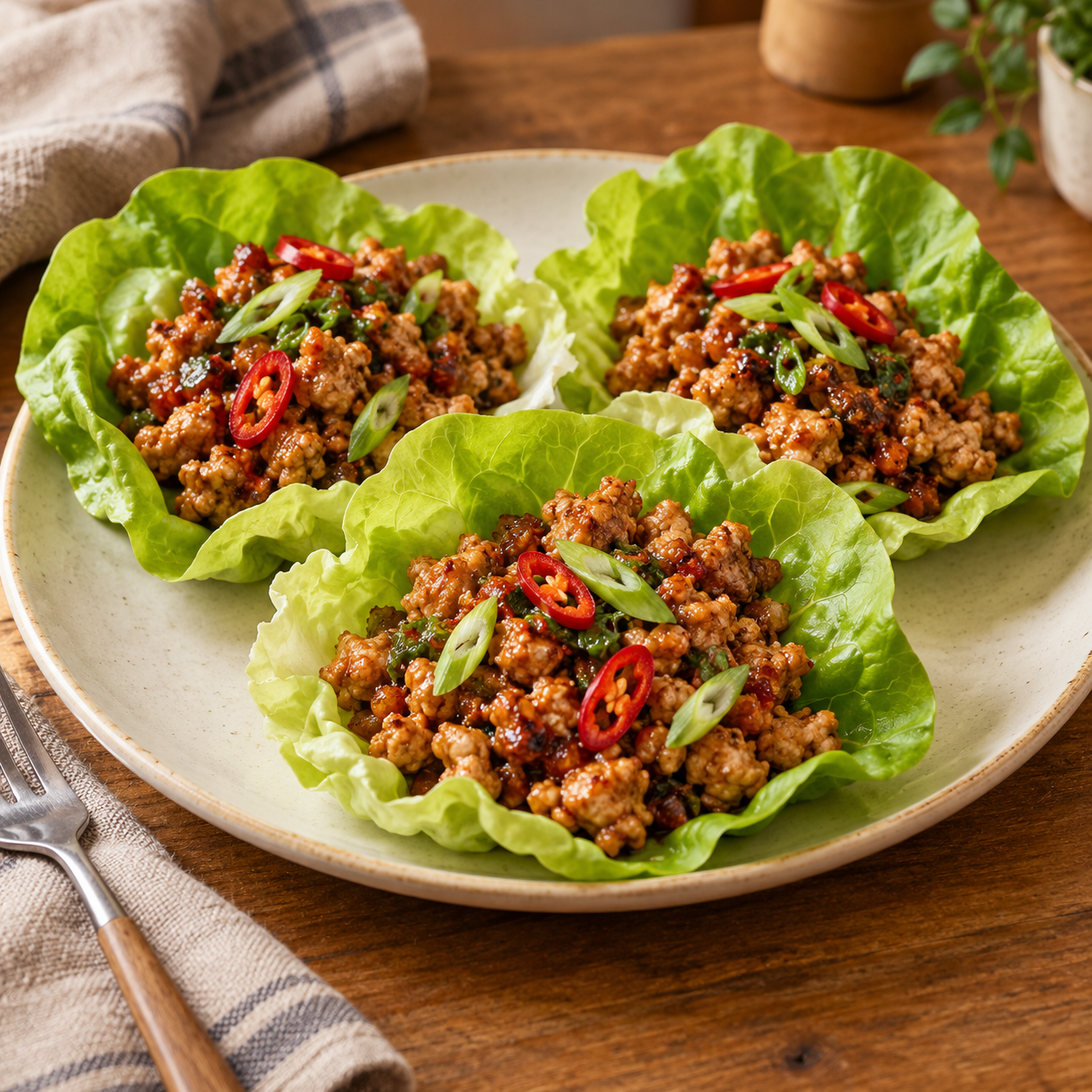 Spicy Chicken Lettuce Wraps