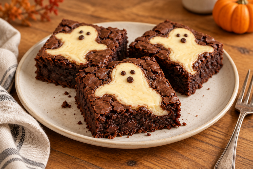 Halloween Ghost Cheesecake Brownies